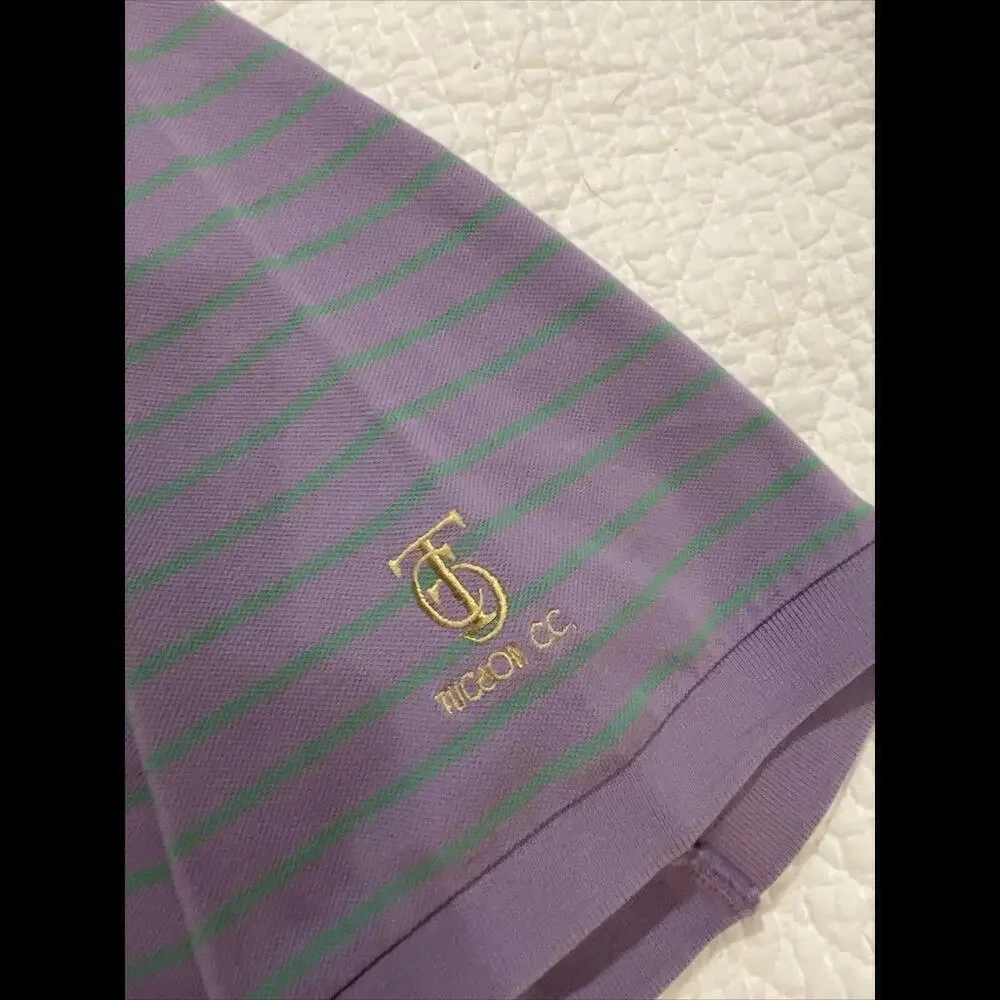 Ralph Lauren Polo Men’s Golf Performance Shirt Large Purple W/Green Stripe mt43
